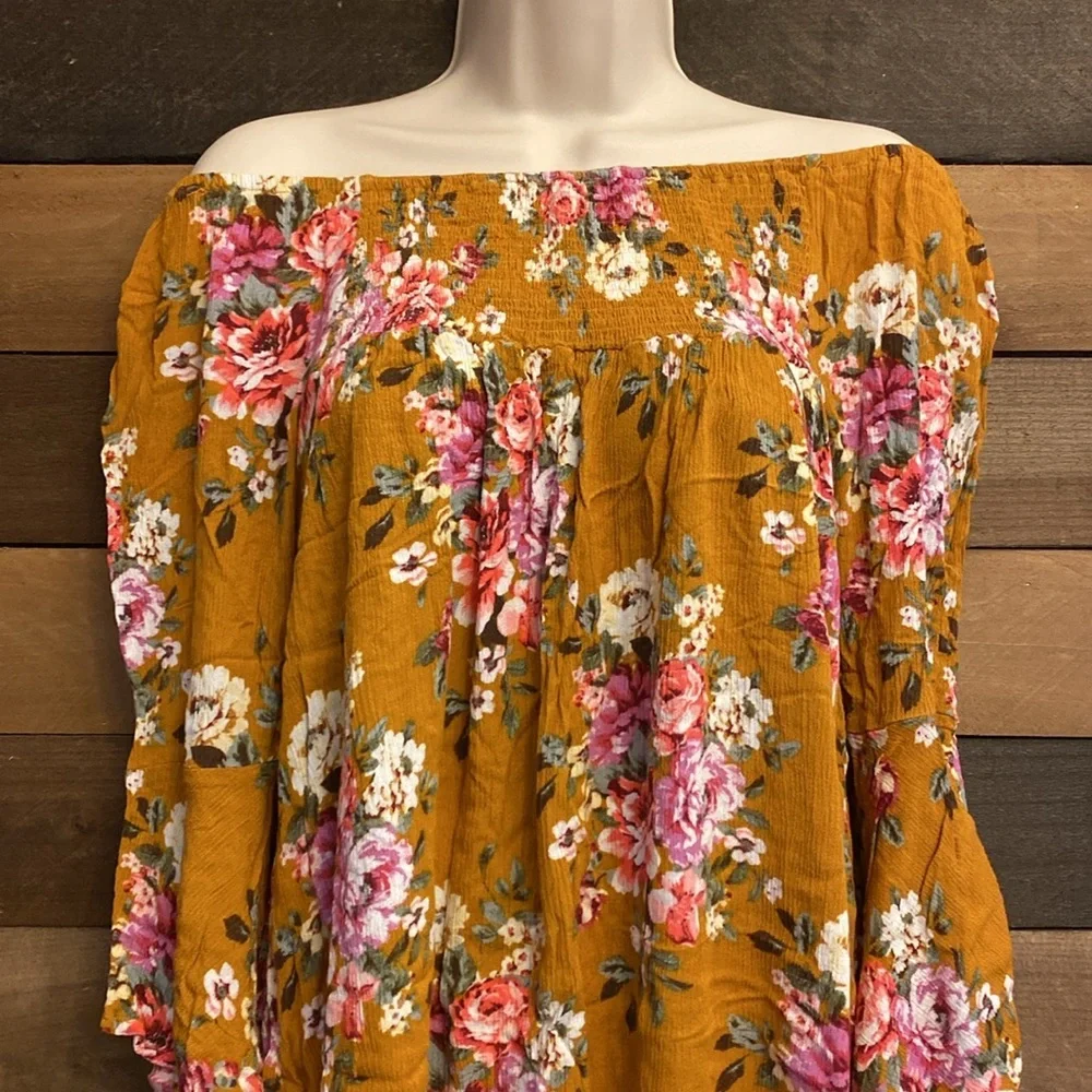 Mittoshop Mustard Floral Bohemian Tunic - Size Large - Picture 5 of 16